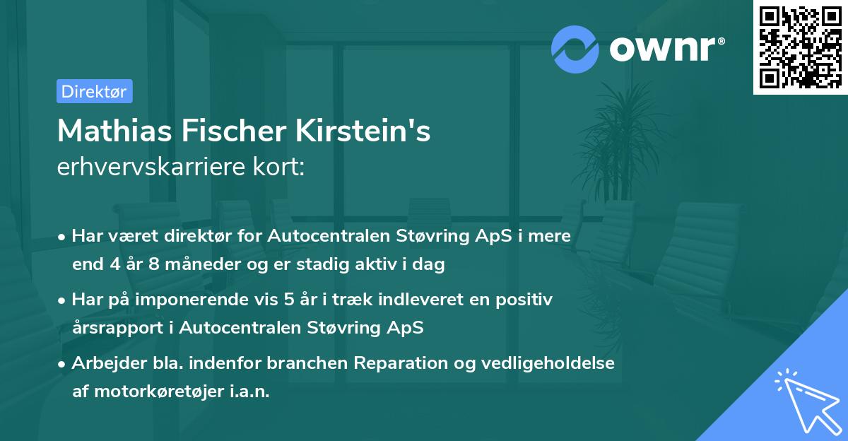 Mathias Fischer Kirstein's erhvervskarriere kort