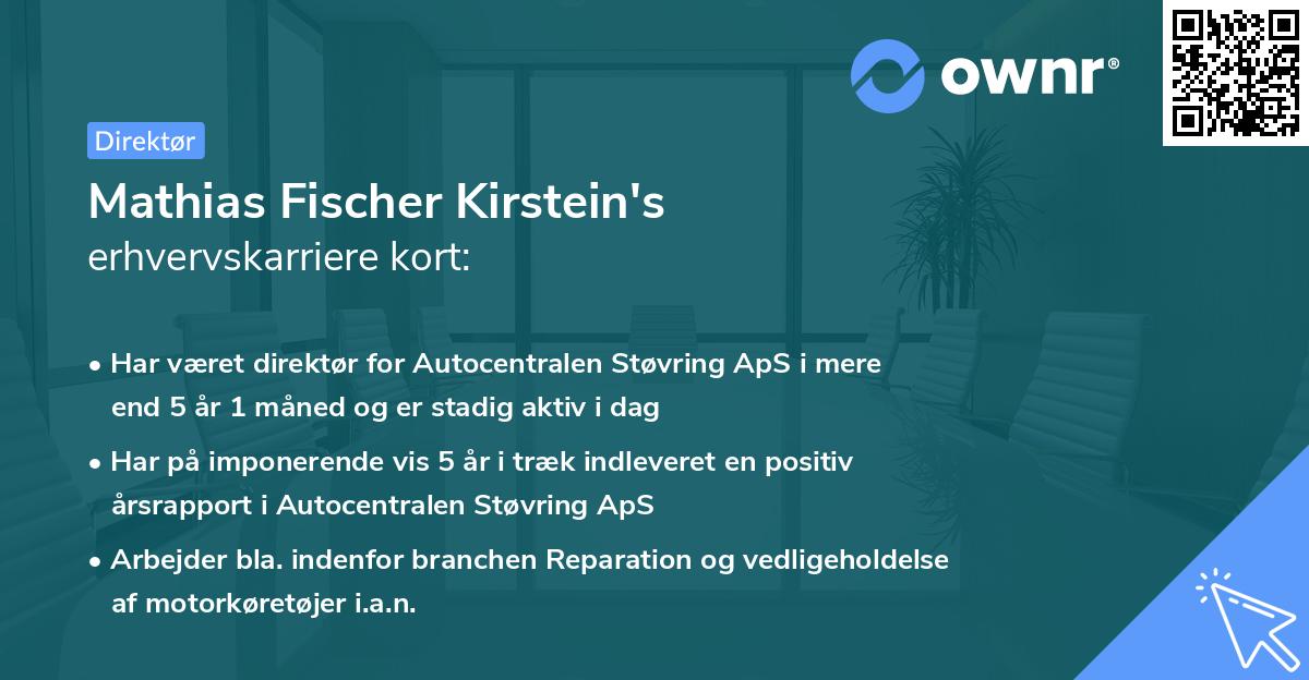 Mathias Fischer Kirstein's erhvervskarriere kort