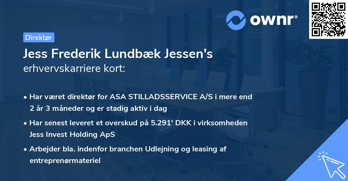 Jess Frederik Lundbæk Jessen's erhvervskarriere kort