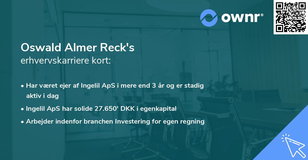 Oswald Almer Reck's erhvervskarriere kort
