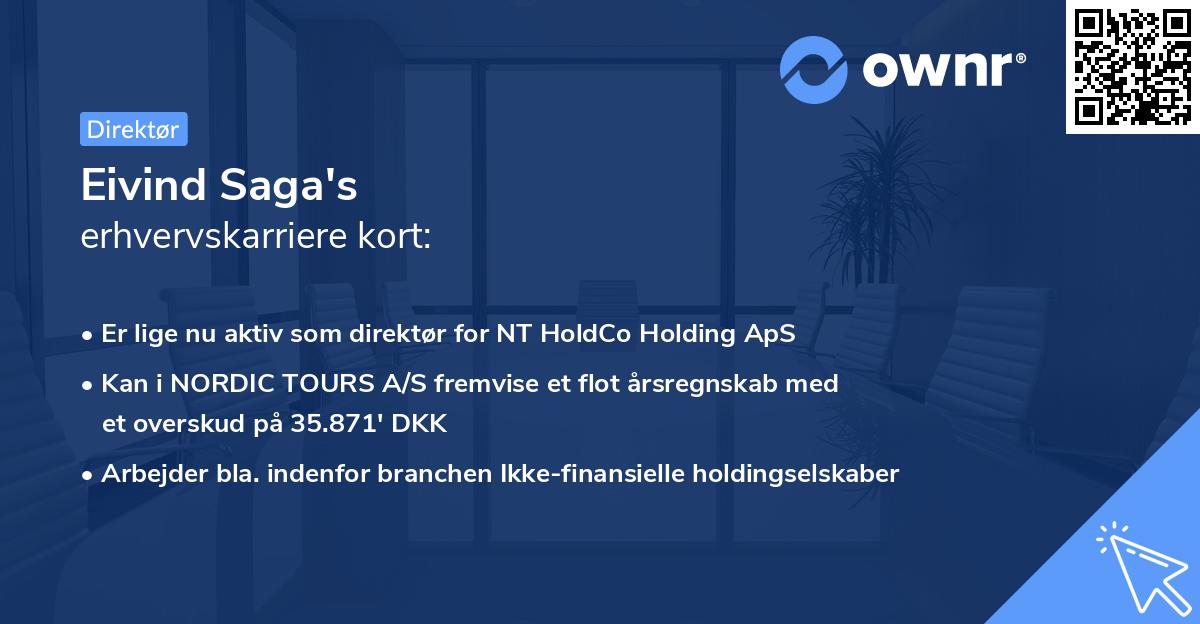 Eivind Saga's erhvervskarriere kort
