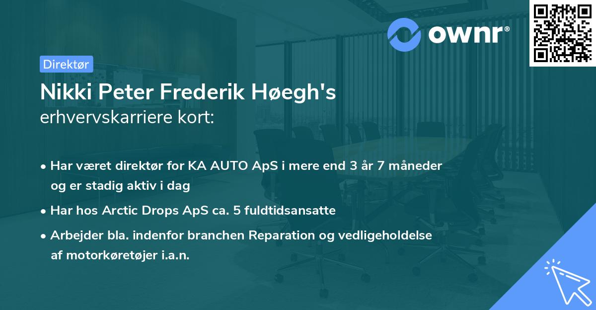 Nikki Peter Frederik Høegh's erhvervskarriere kort