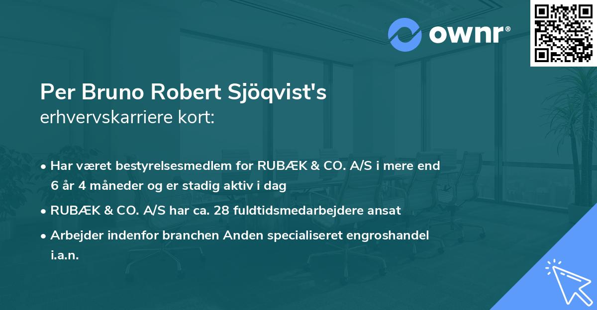 Per Bruno Robert Sjöqvist's erhvervskarriere kort