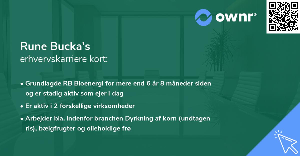 Rune Bucka's erhvervskarriere kort