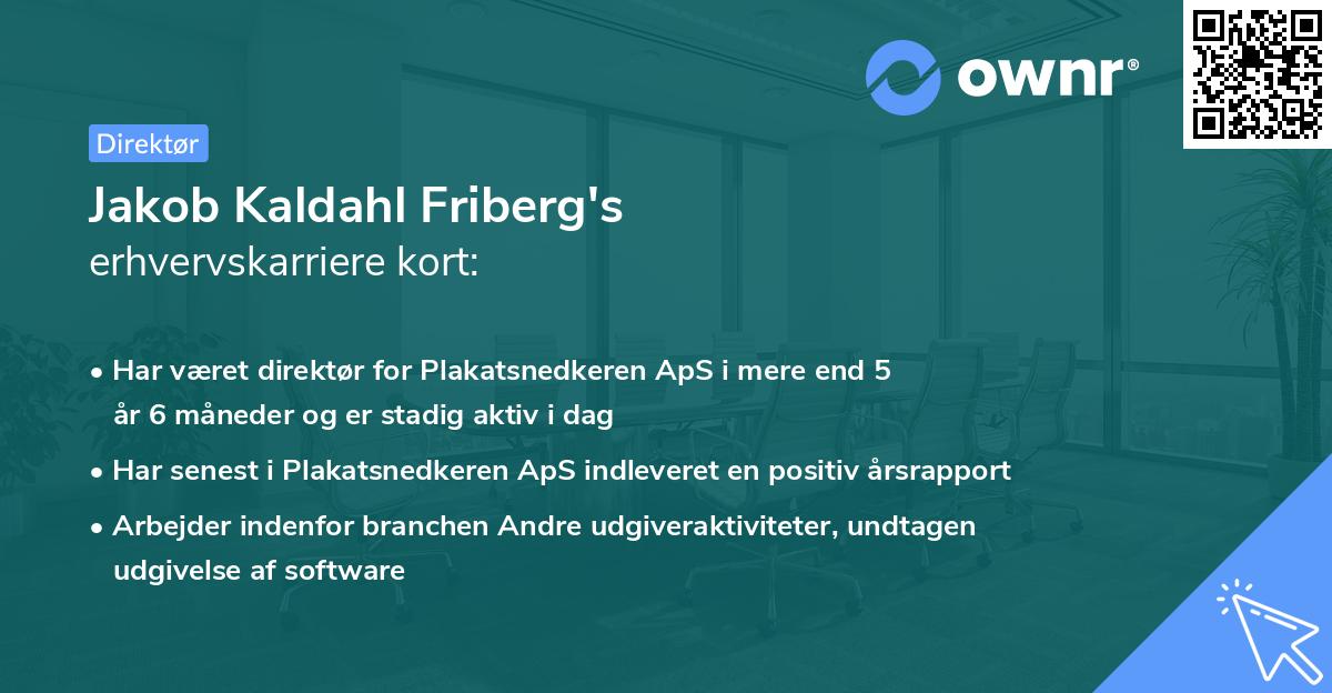 Jakob Kaldahl Friberg's erhvervskarriere kort