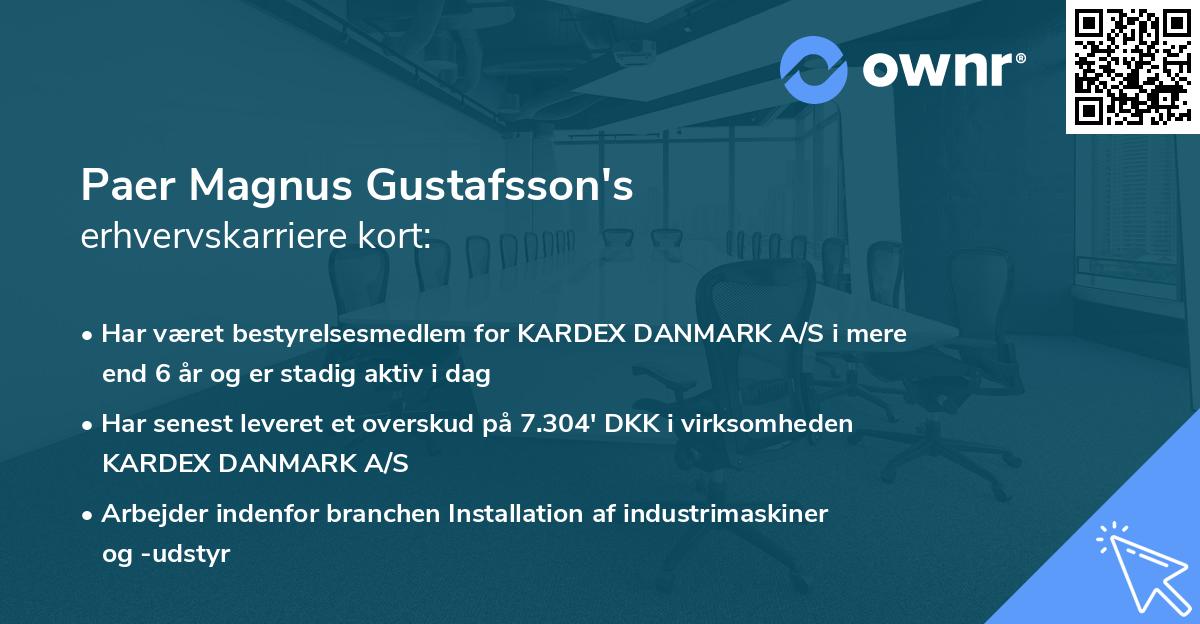 Paer Magnus Gustafsson's erhvervskarriere kort