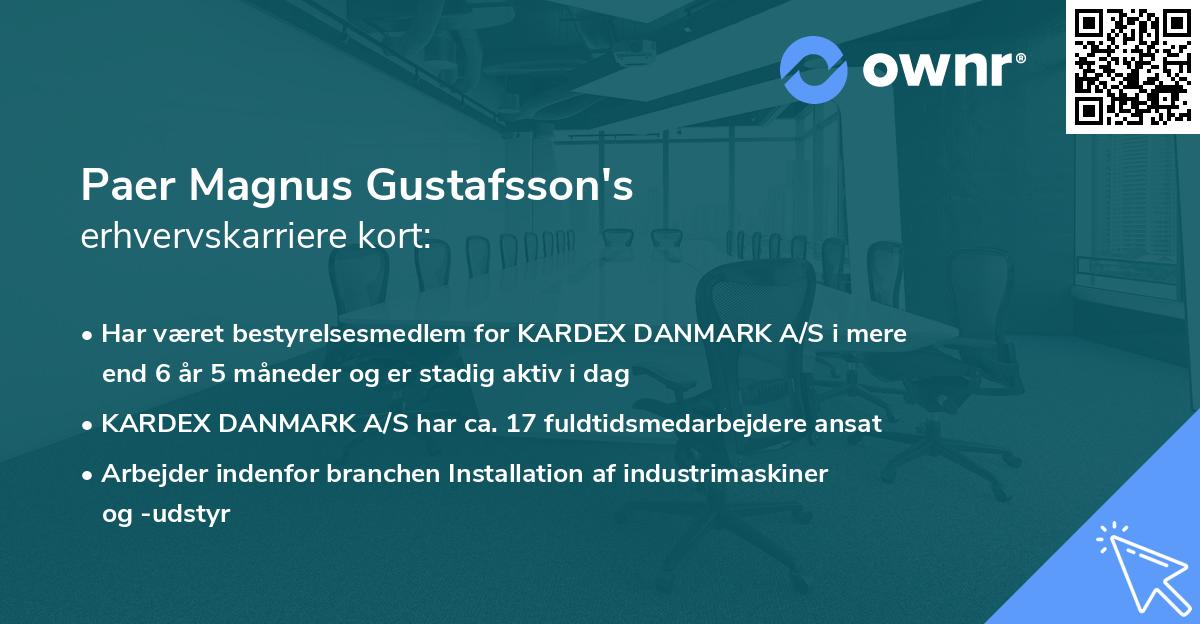 Paer Magnus Gustafsson's erhvervskarriere kort