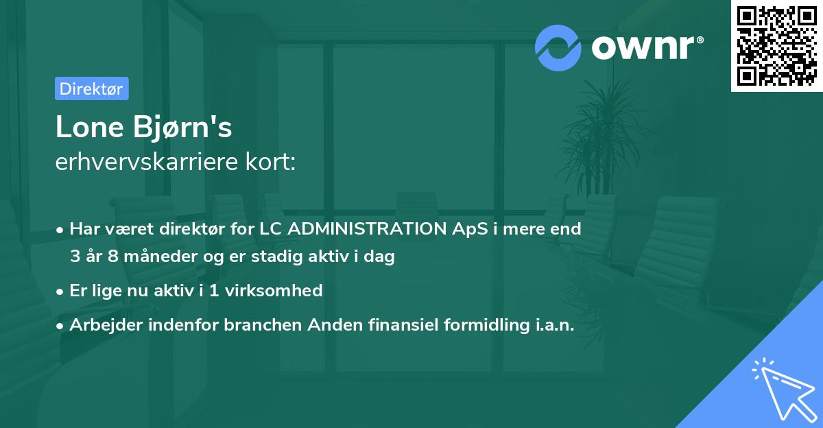 Lone Bjørn's erhvervskarriere kort