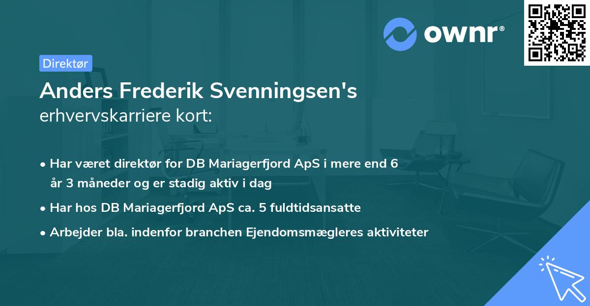Anders Frederik Svenningsen's erhvervskarriere kort