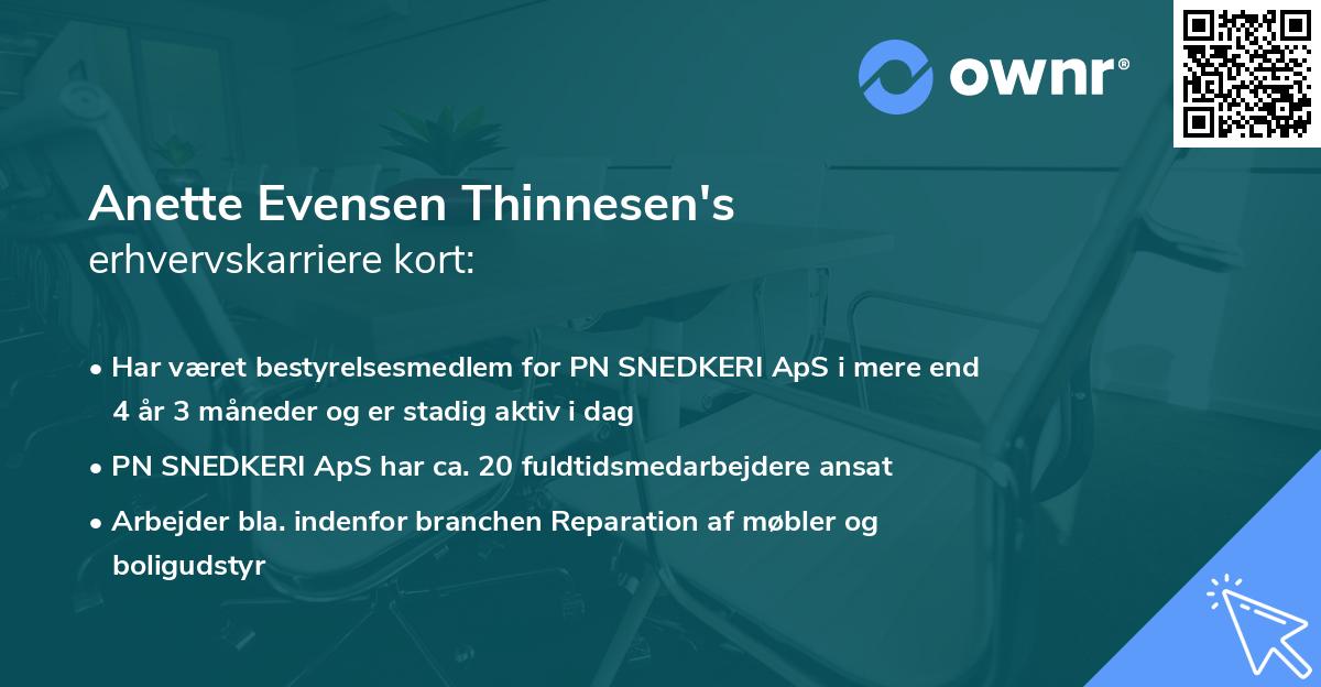 Anette Evensen Thinnesen's erhvervskarriere kort