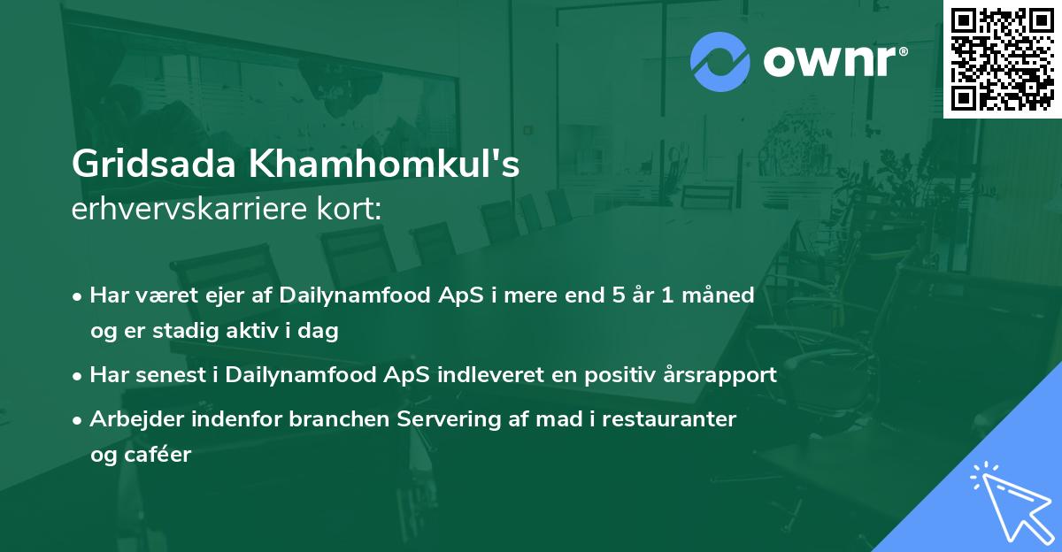 Gridsada Khamhomkul's erhvervskarriere kort