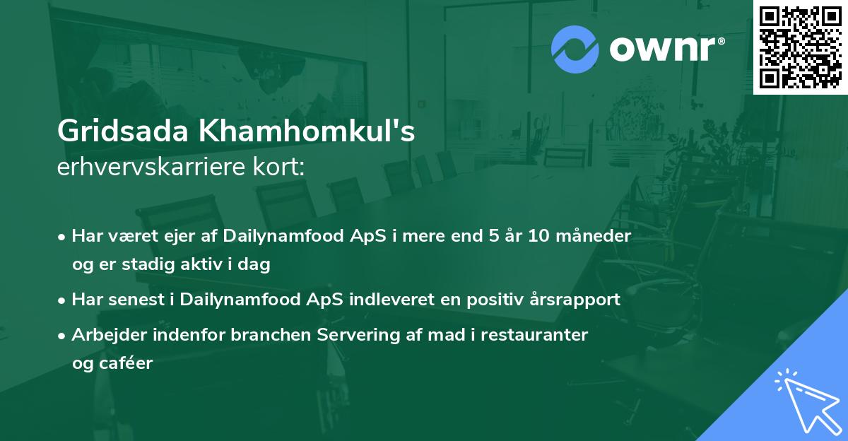 Gridsada Khamhomkul's erhvervskarriere kort