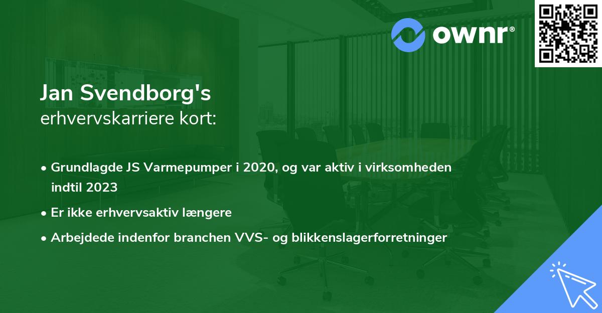 Jan Svendborg's erhvervskarriere kort