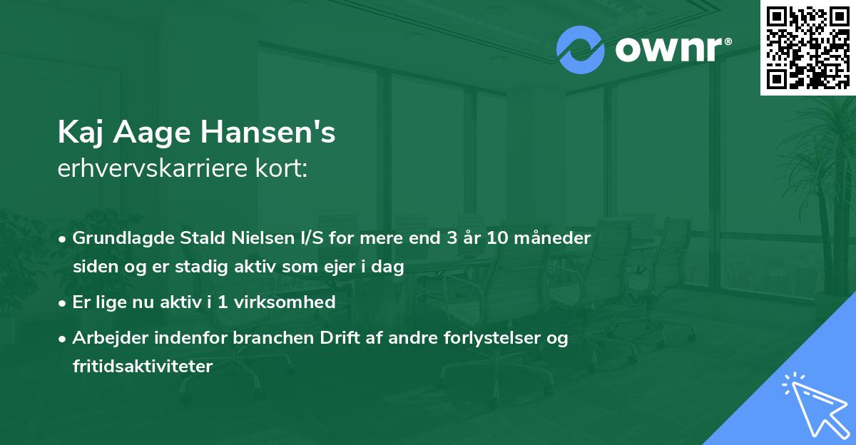 Kaj Aage Hansen's erhvervskarriere kort