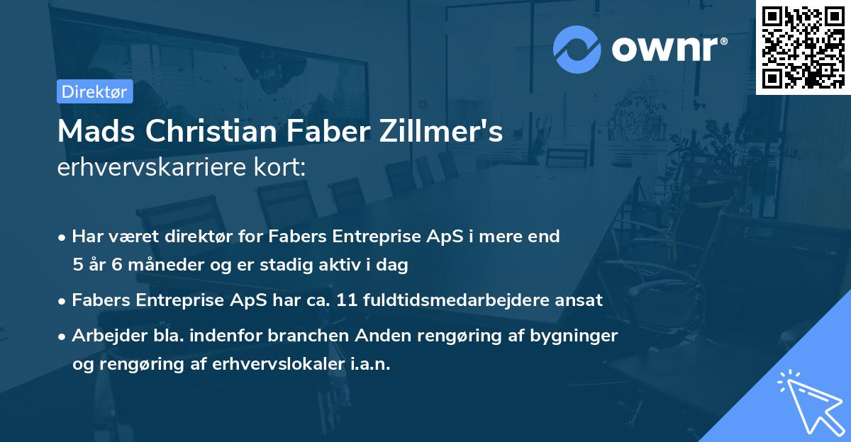 Mads Christian Faber Zillmer's erhvervskarriere kort