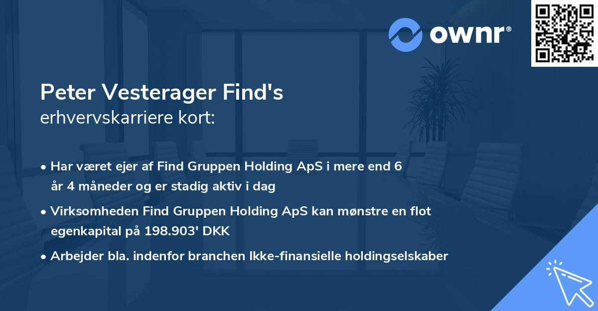 Peter Vesterager Find's erhvervskarriere kort