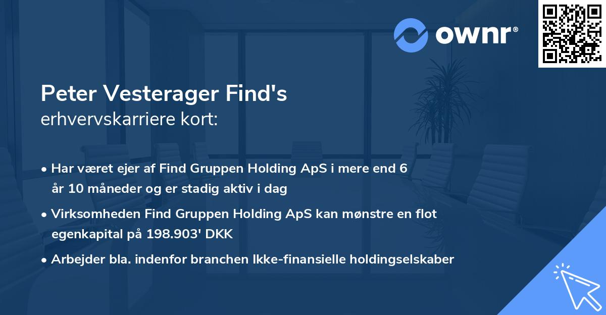 Peter Vesterager Find's erhvervskarriere kort