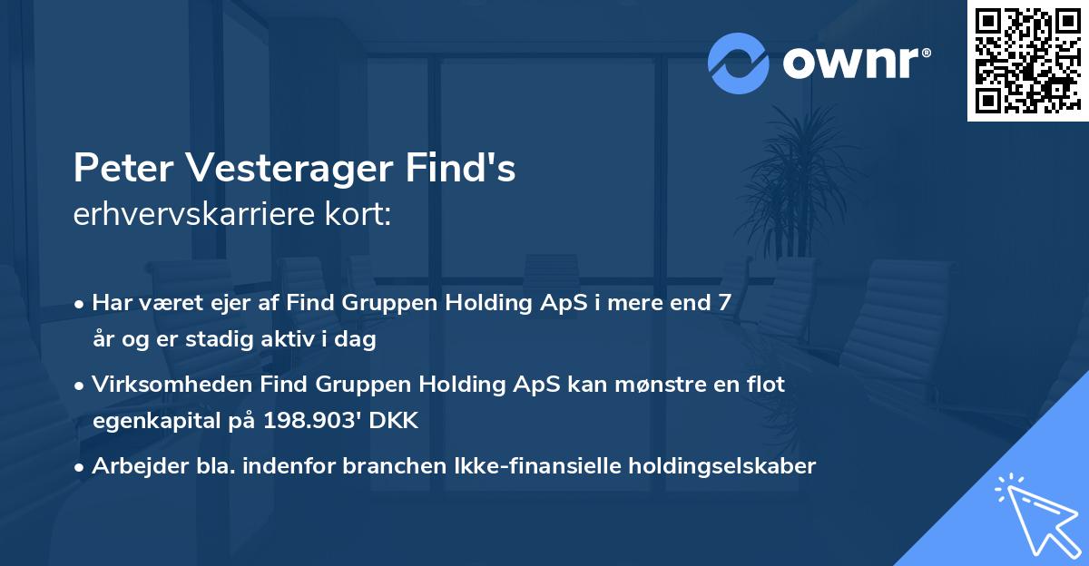 Peter Vesterager Find's erhvervskarriere kort