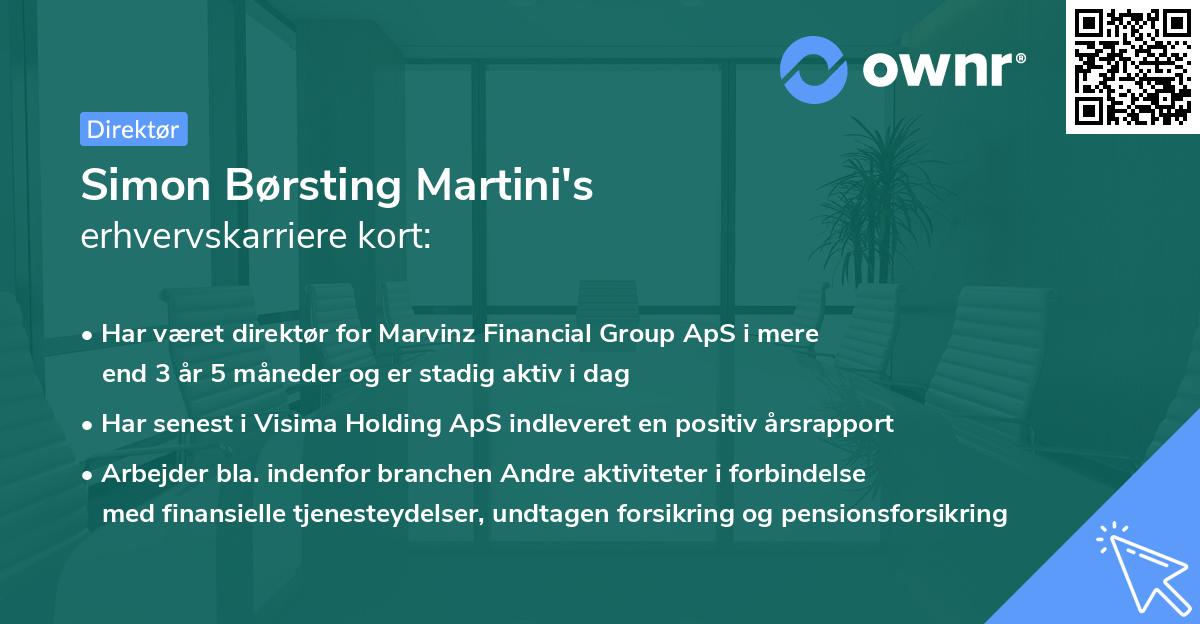 Simon Børsting Martini's erhvervskarriere kort