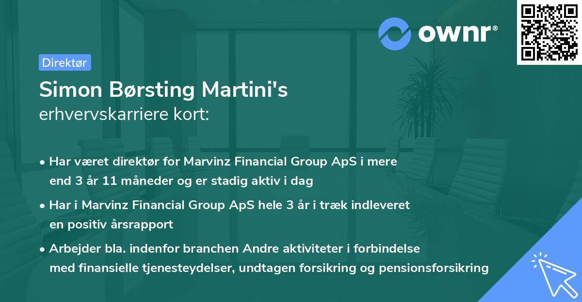 Simon Børsting Martini's erhvervskarriere kort