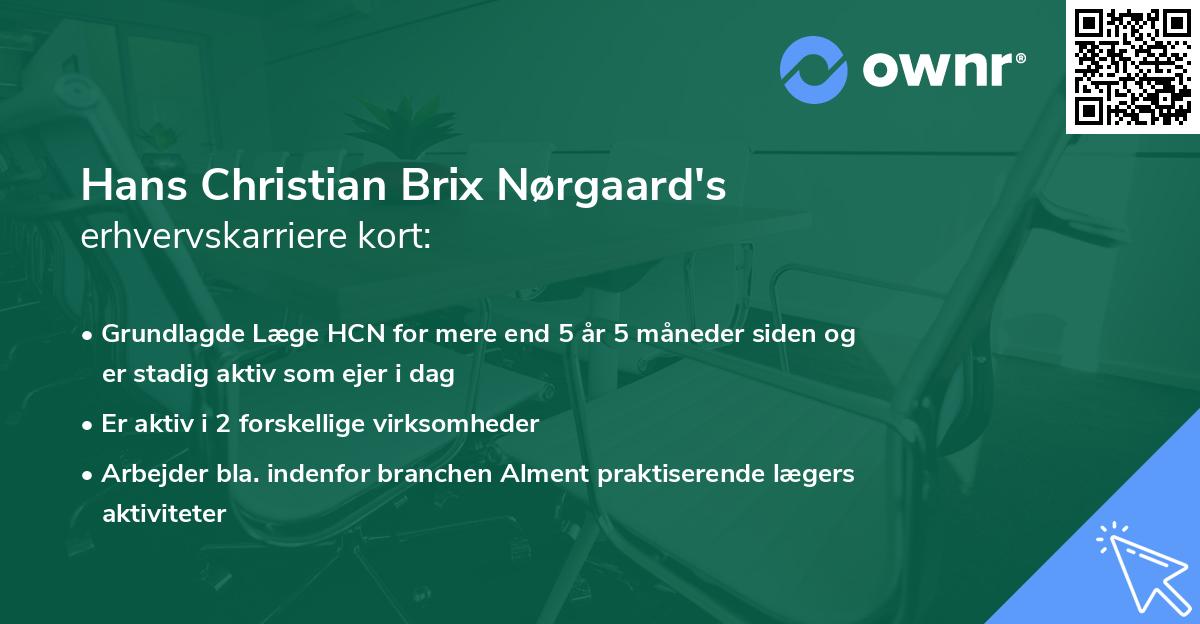 Hans Christian Brix Nørgaard's erhvervskarriere kort