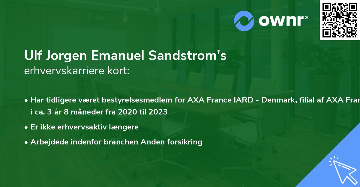 Ulf Jorgen Emanuel Sandstrom's erhvervskarriere kort