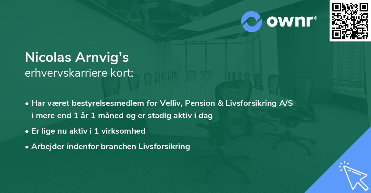 Nicolas Arnvig's erhvervskarriere kort