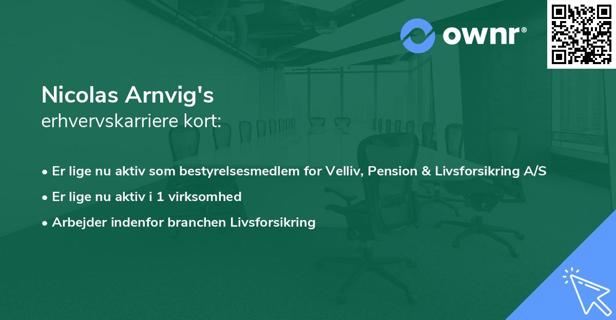 Nicolas Arnvig's erhvervskarriere kort