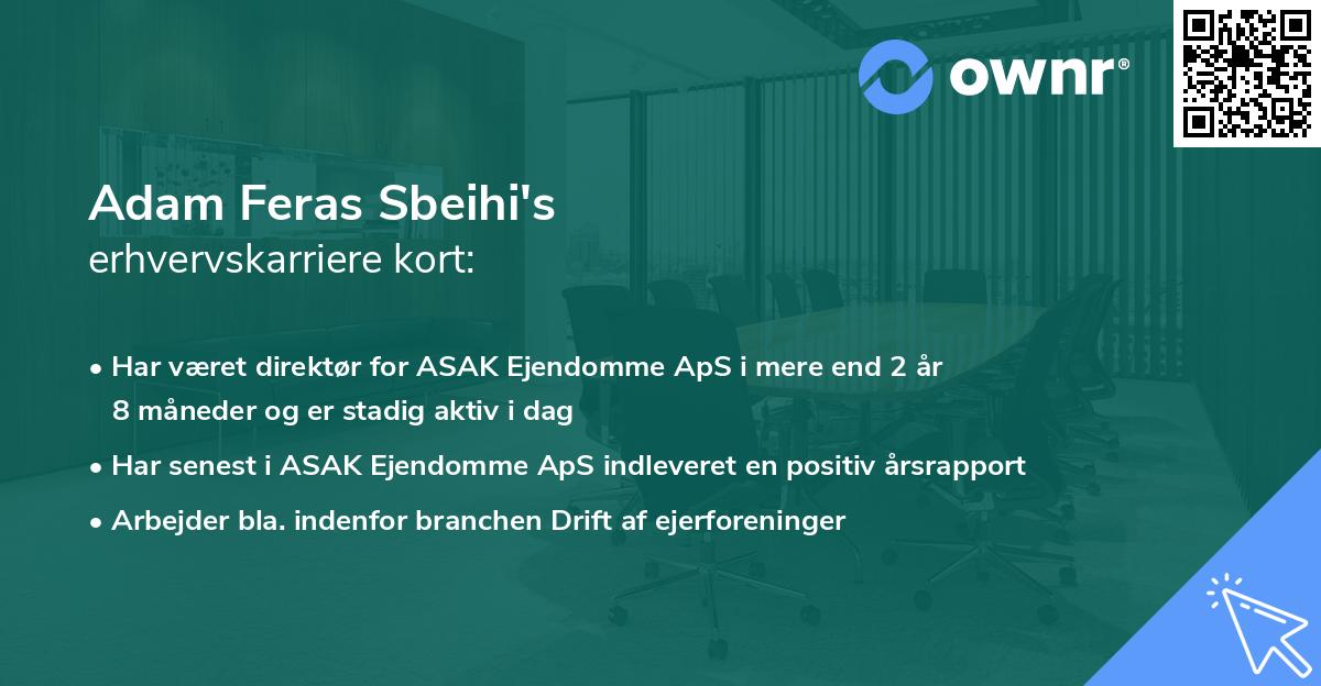 Adam Feras Sbeihi's erhvervskarriere kort