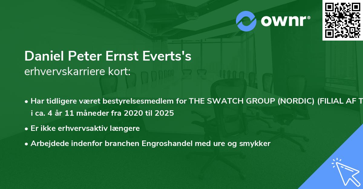 Daniel Peter Ernst Everts's erhvervskarriere kort