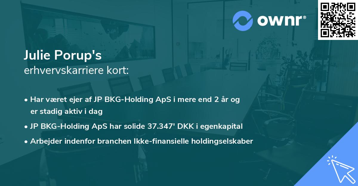 Julie Porup's erhvervskarriere kort