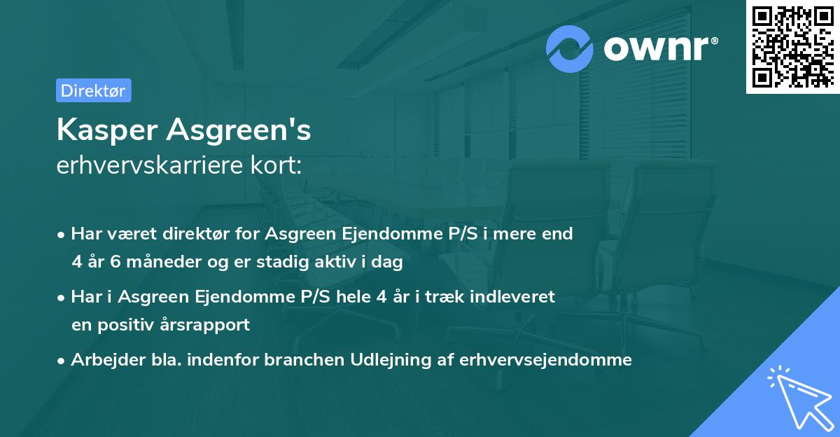 Kasper Asgreen's erhvervskarriere kort