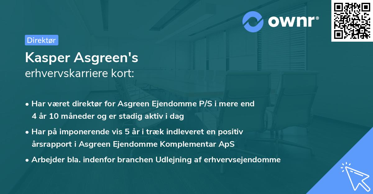 Kasper Asgreen's erhvervskarriere kort