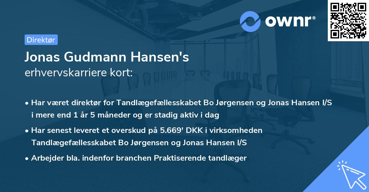 Jonas Gudmann Hansen's erhvervskarriere kort