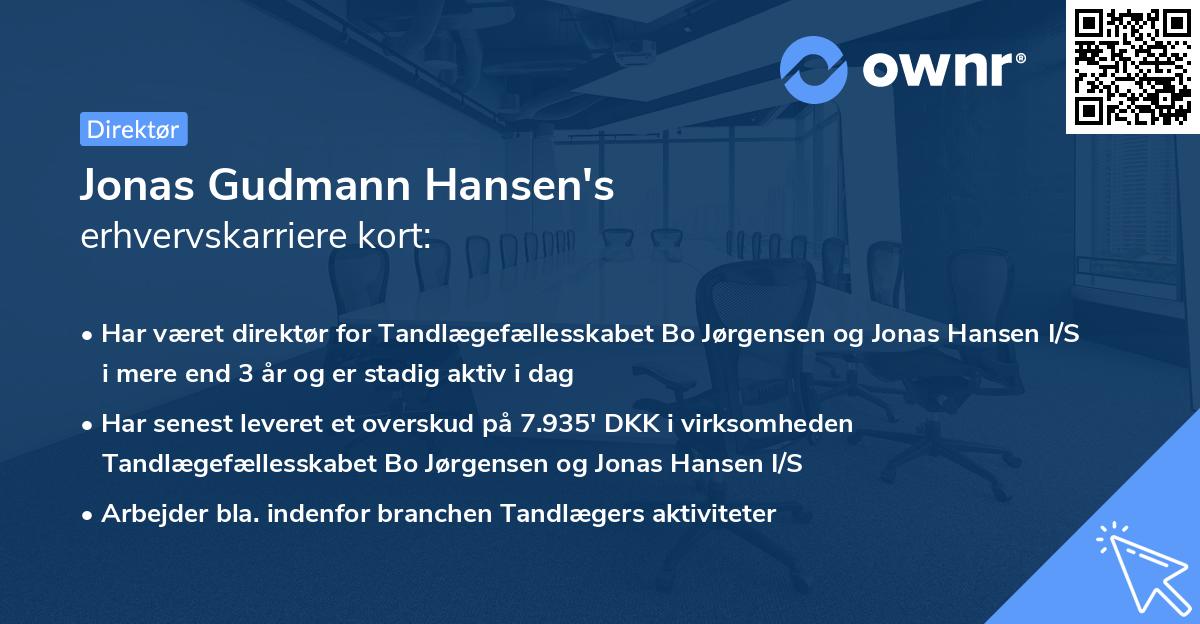 Jonas Gudmann Hansen's erhvervskarriere kort