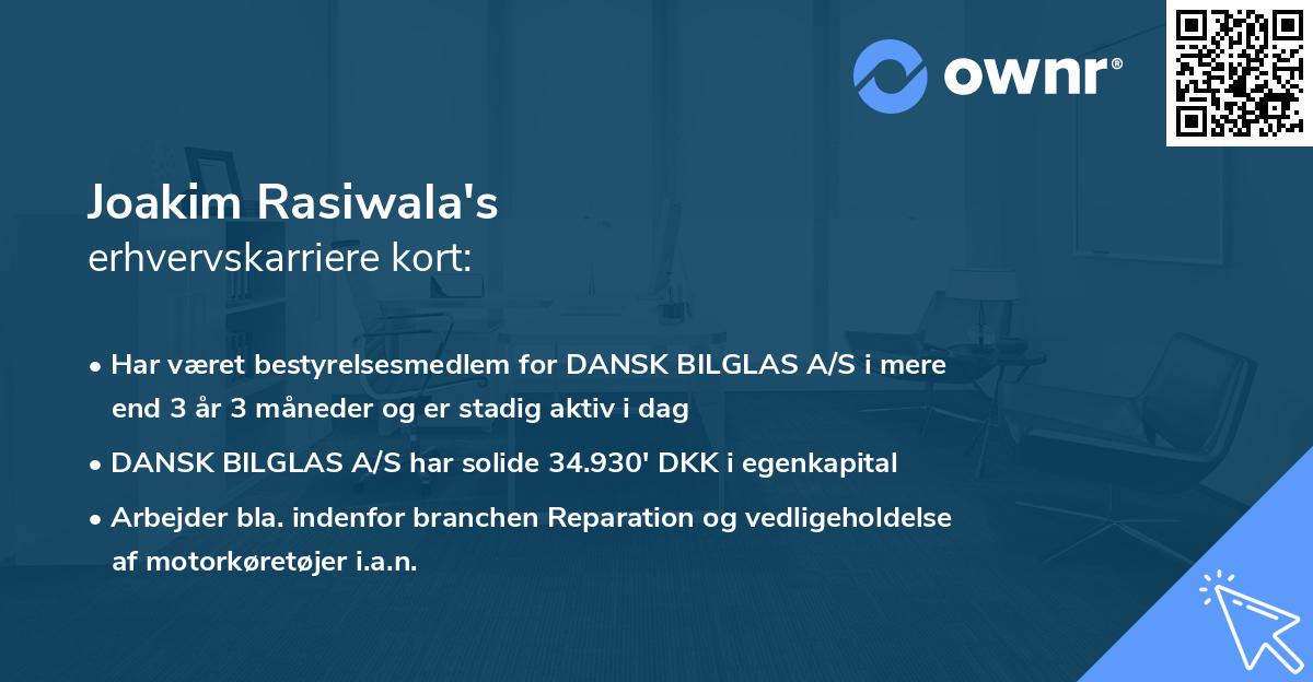 Joakim Rasiwala's erhvervskarriere kort