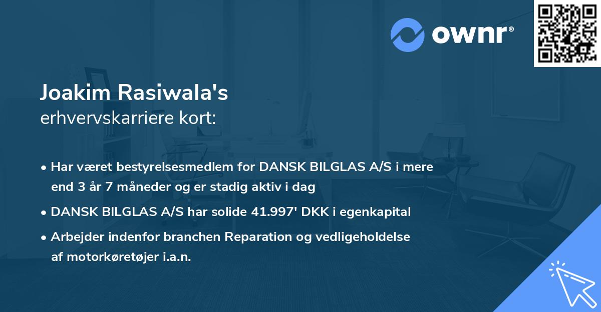 Joakim Rasiwala's erhvervskarriere kort