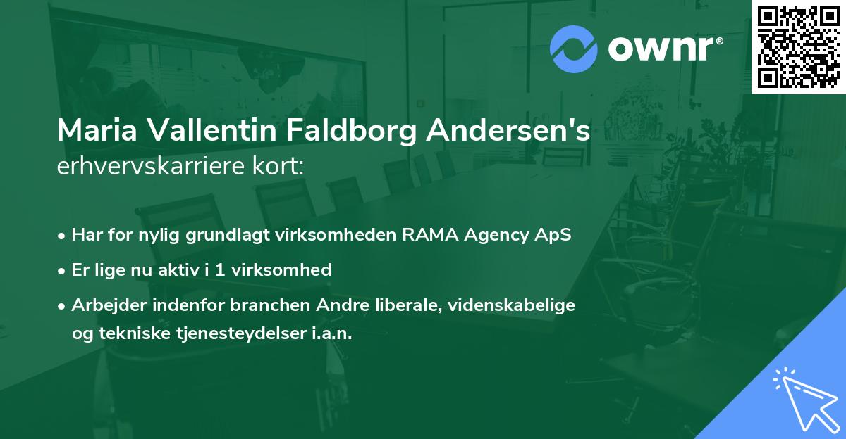 Maria Vallentin Faldborg Andersen's erhvervskarriere kort