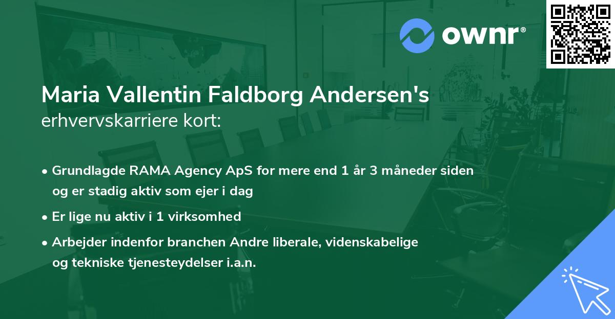Maria Vallentin Faldborg Andersen's erhvervskarriere kort