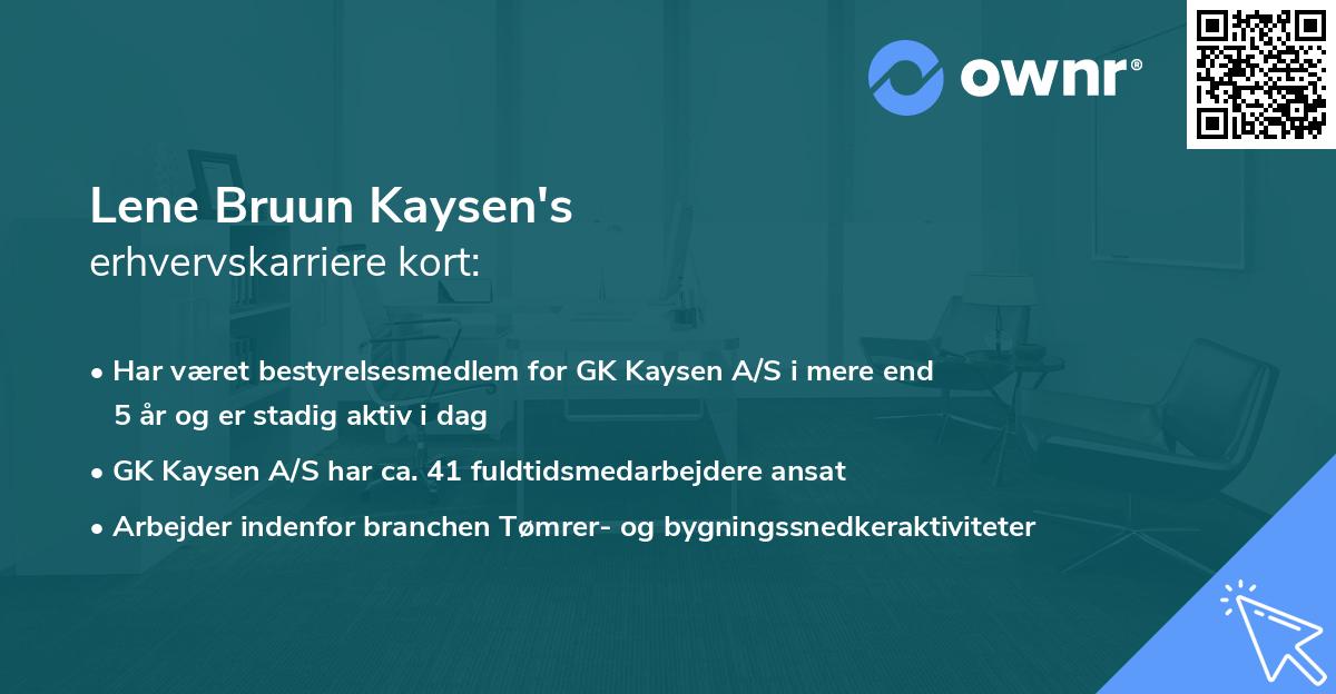 Lene Bruun Kaysen's erhvervskarriere kort