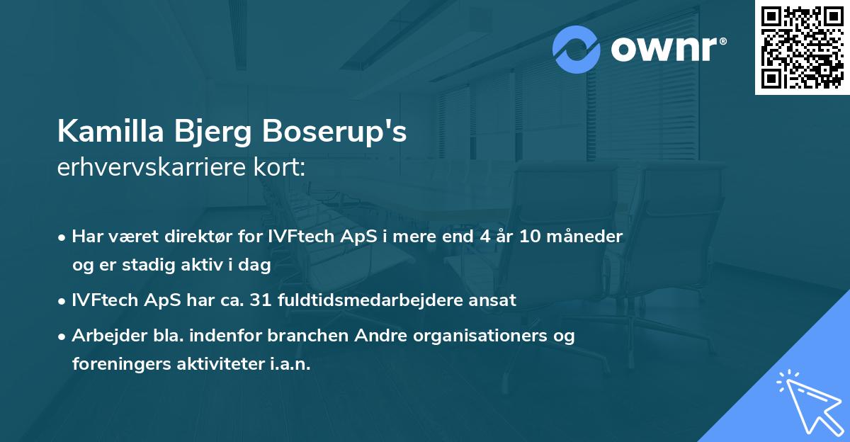 Kamilla Bjerg Boserup's erhvervskarriere kort