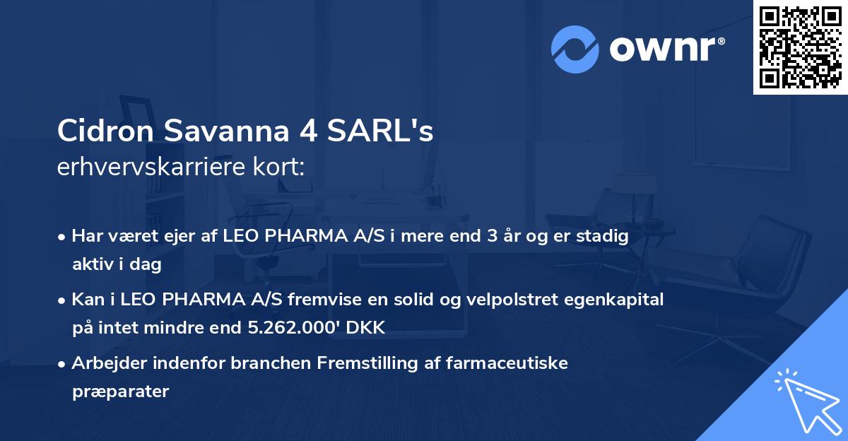 Cidron Savanna 4 SARL's erhvervskarriere kort