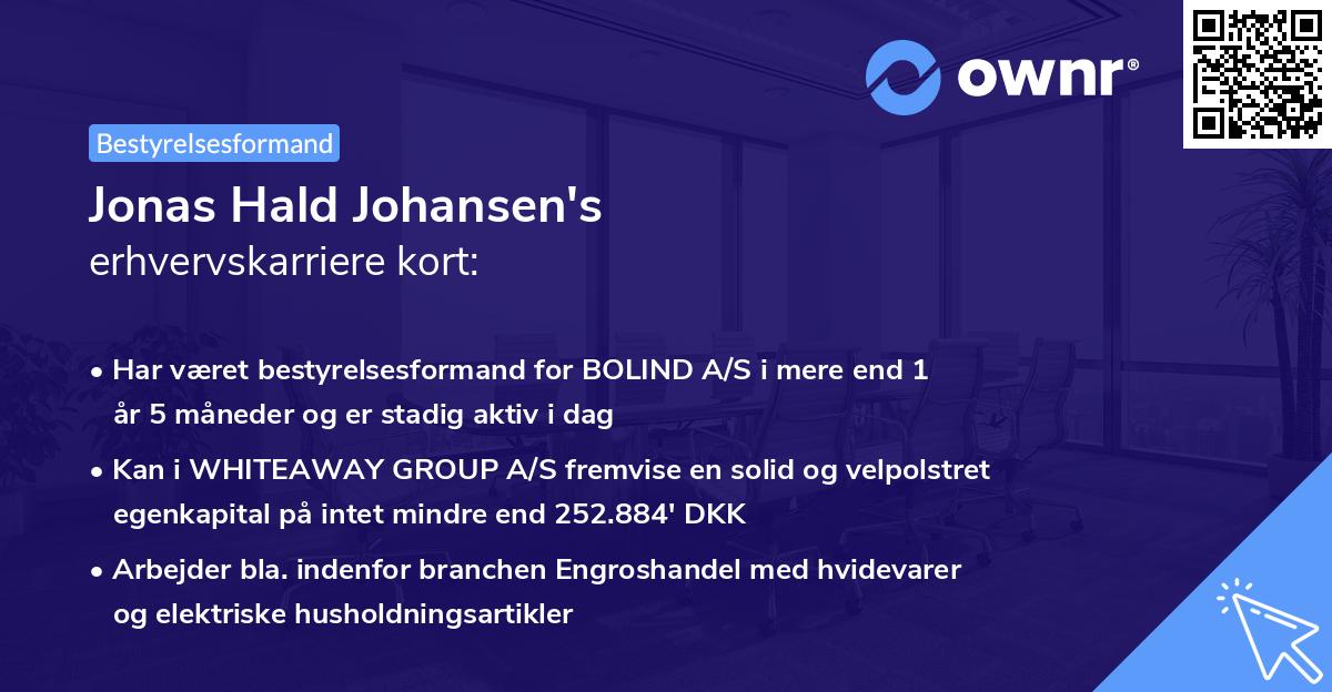 Jonas Hald Johansen's erhvervskarriere kort
