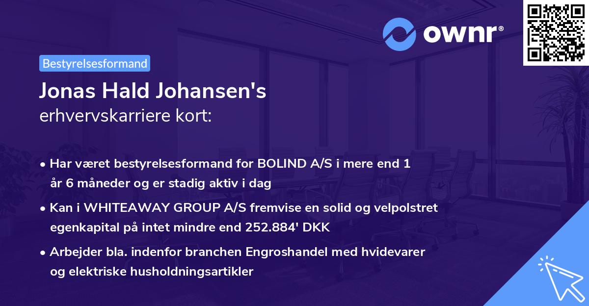 Jonas Hald Johansen's erhvervskarriere kort