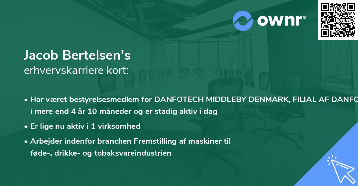 Jacob Bertelsen's erhvervskarriere kort