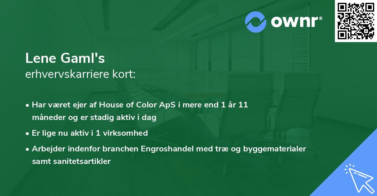 Lene Gaml's erhvervskarriere kort