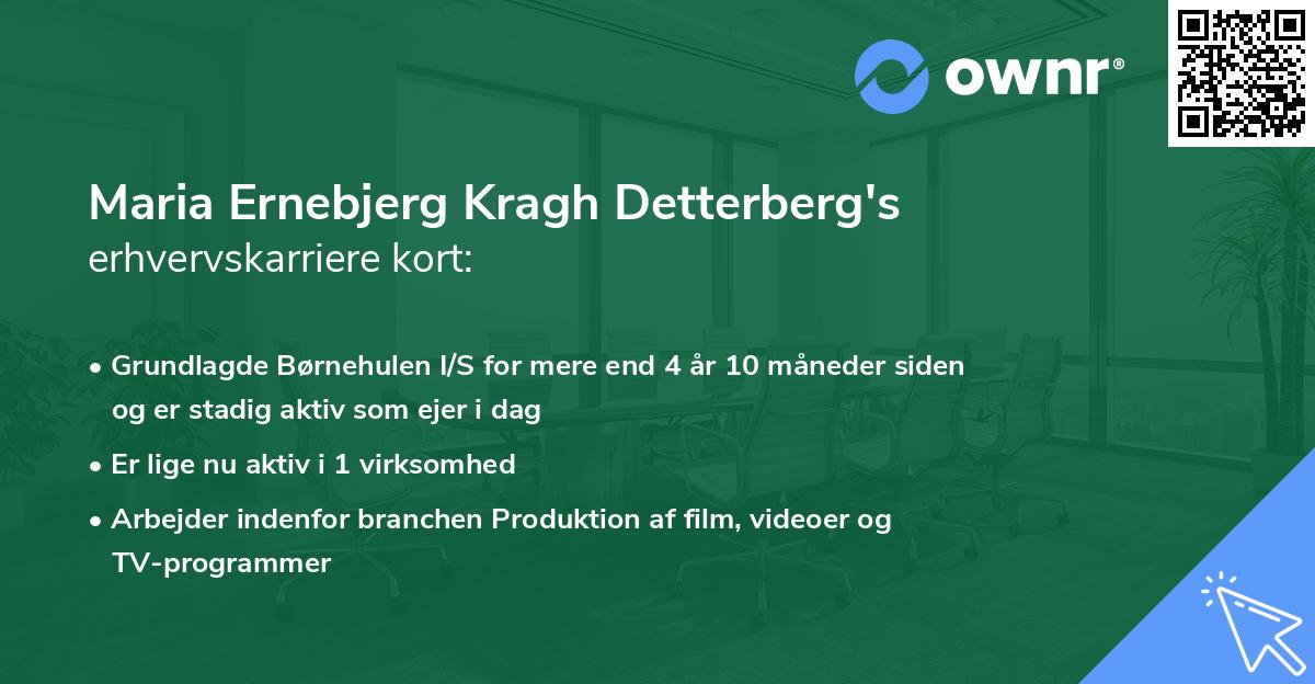 Maria Ernebjerg Kragh Detterberg's erhvervskarriere kort