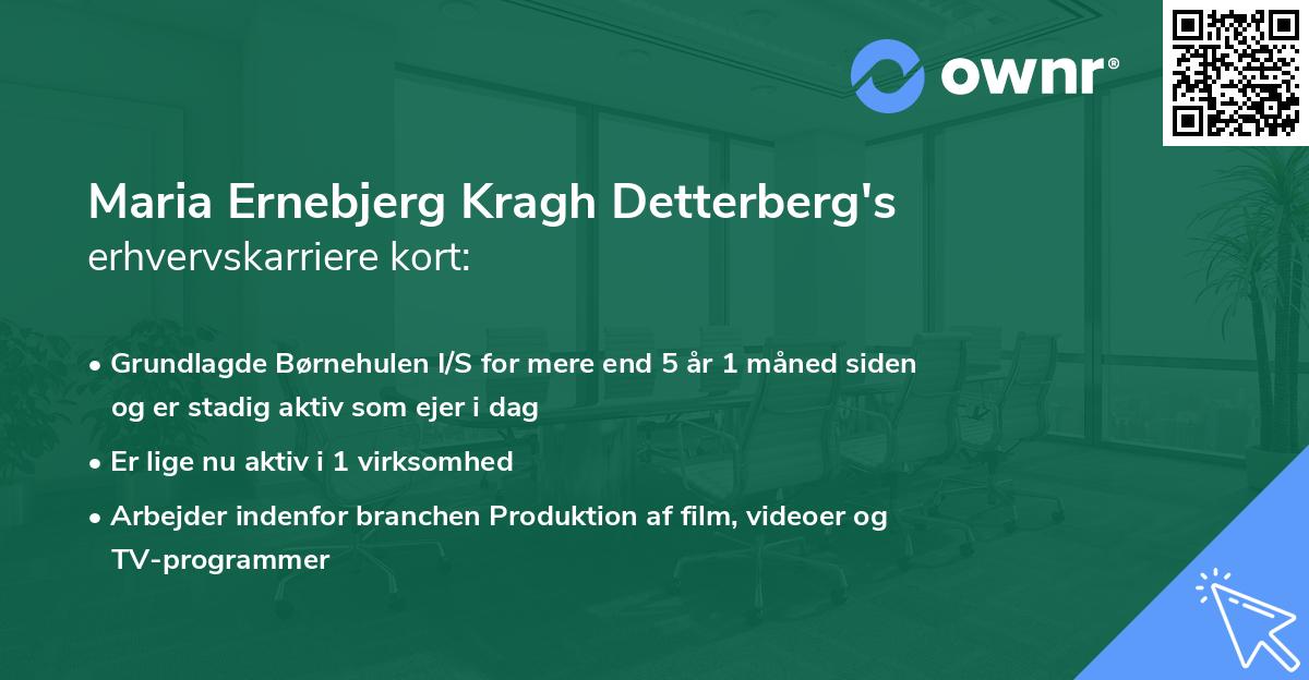 Maria Ernebjerg Kragh Detterberg's erhvervskarriere kort