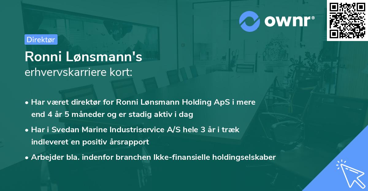 Ronni Lønsmann's erhvervskarriere kort