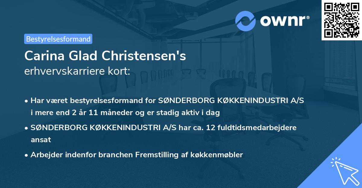 Carina Glad Christensen's erhvervskarriere kort